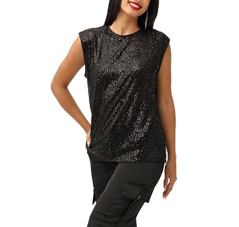 SEQUIN CAP SLEEVE TOP