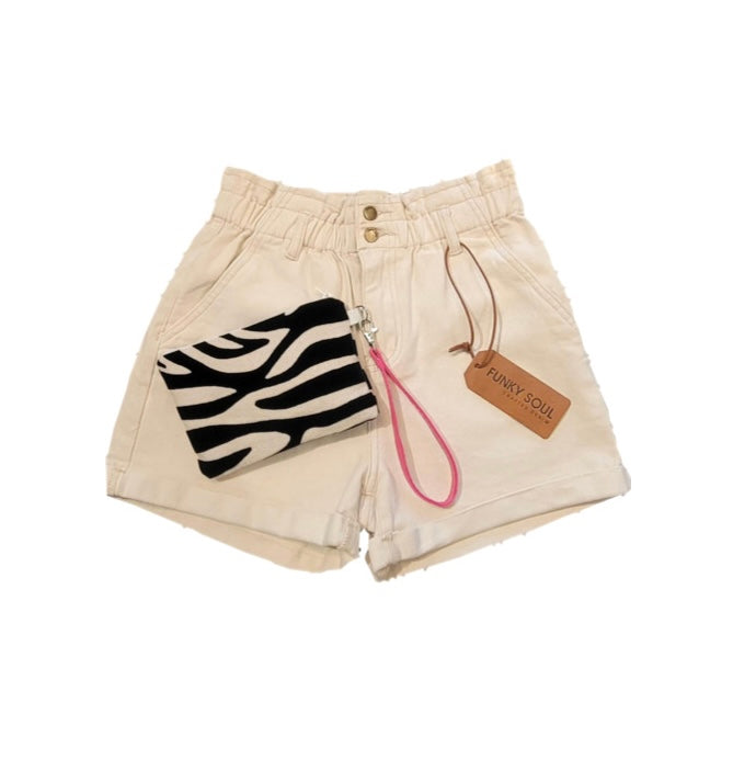 STONE PAPER-BAG WAIST SHORTS