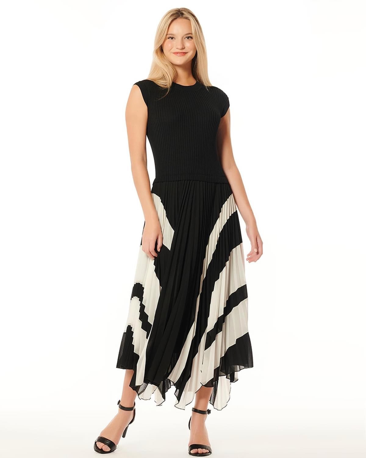 GRACIA SLEEVELESS MIXED MEDIA DRESS