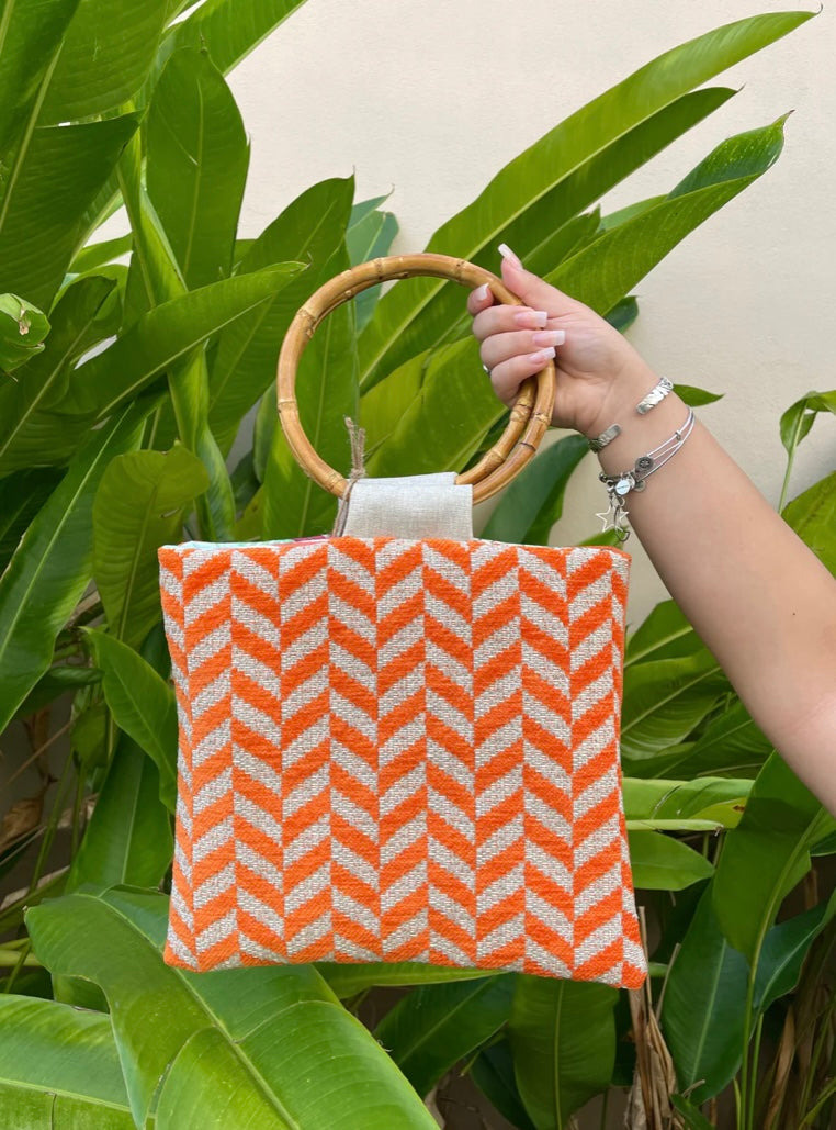 MOTA ORANGE CHEVRON REVERSIBLE HANDBAG