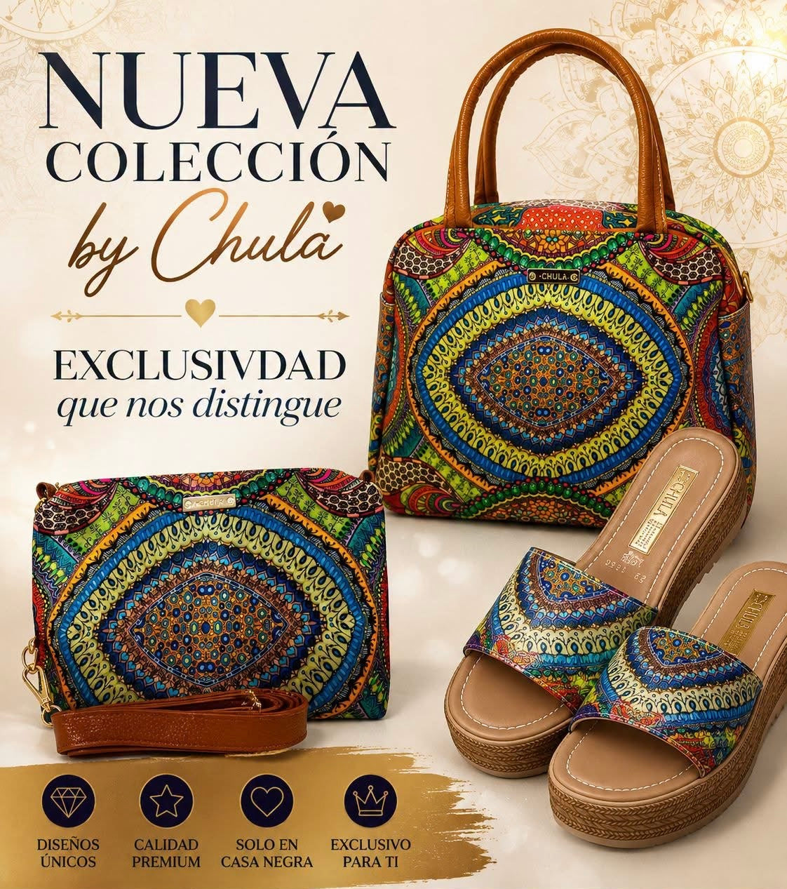 CHULA BOHO PRINT ZIP TOP HANDBAG