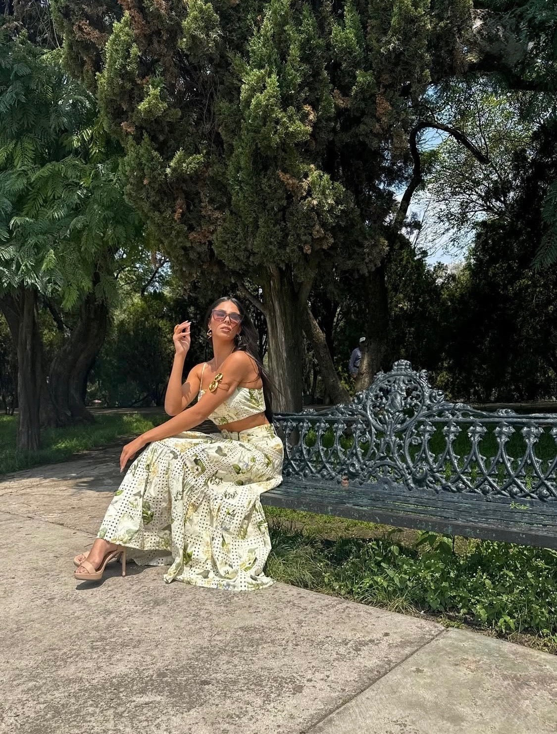 FLORAL BELTED MAXI SKIRT