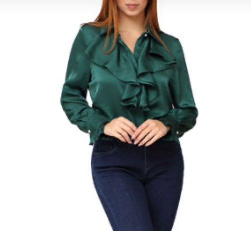 EMERALD RUFFLE TOP