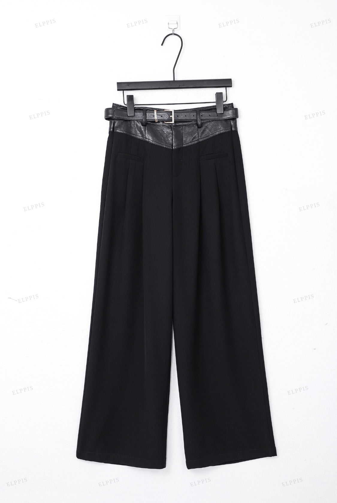 VEGAN LEATHER YOKE WAISTBAND PANT