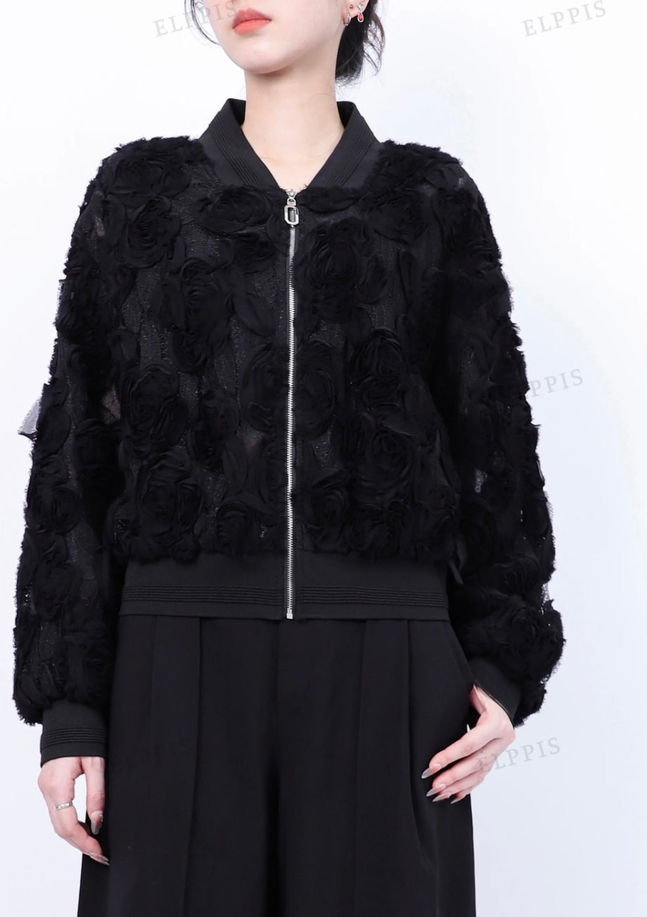 FLOWER LACE BOMBER JACKET