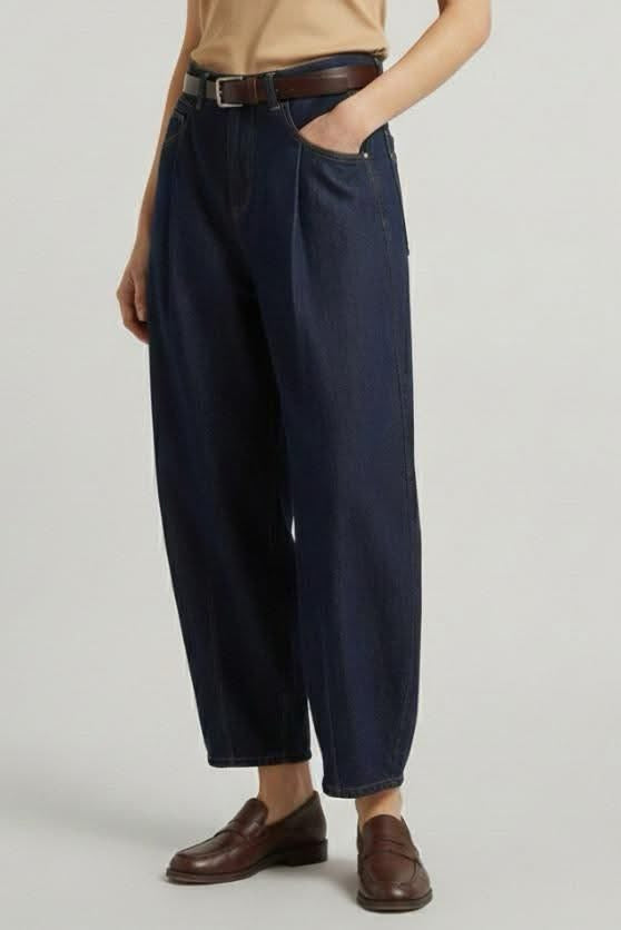 PLEATED BARREL JEAN