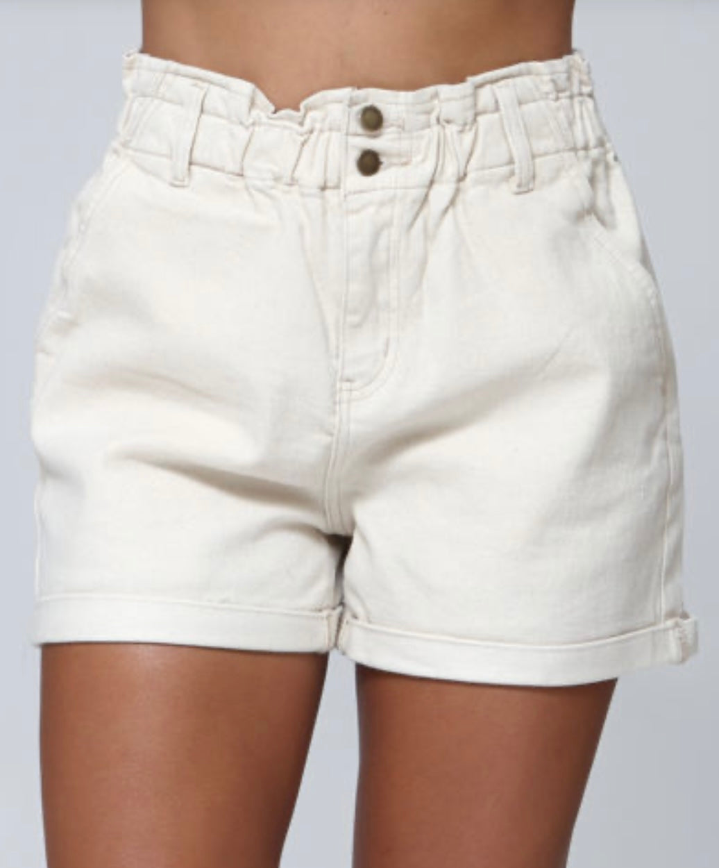 STONE PAPER-BAG WAIST SHORTS
