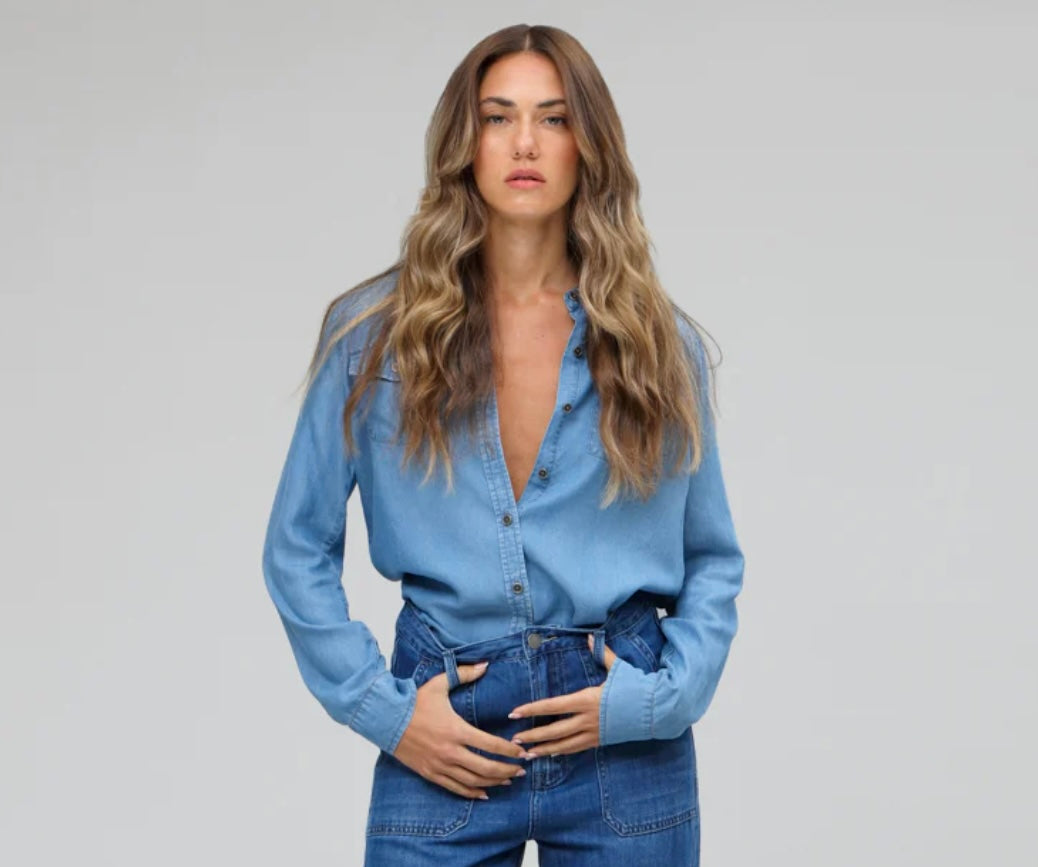 FUNKY SOUL BUTTON FRONT MEDIUM WASH SHIRT