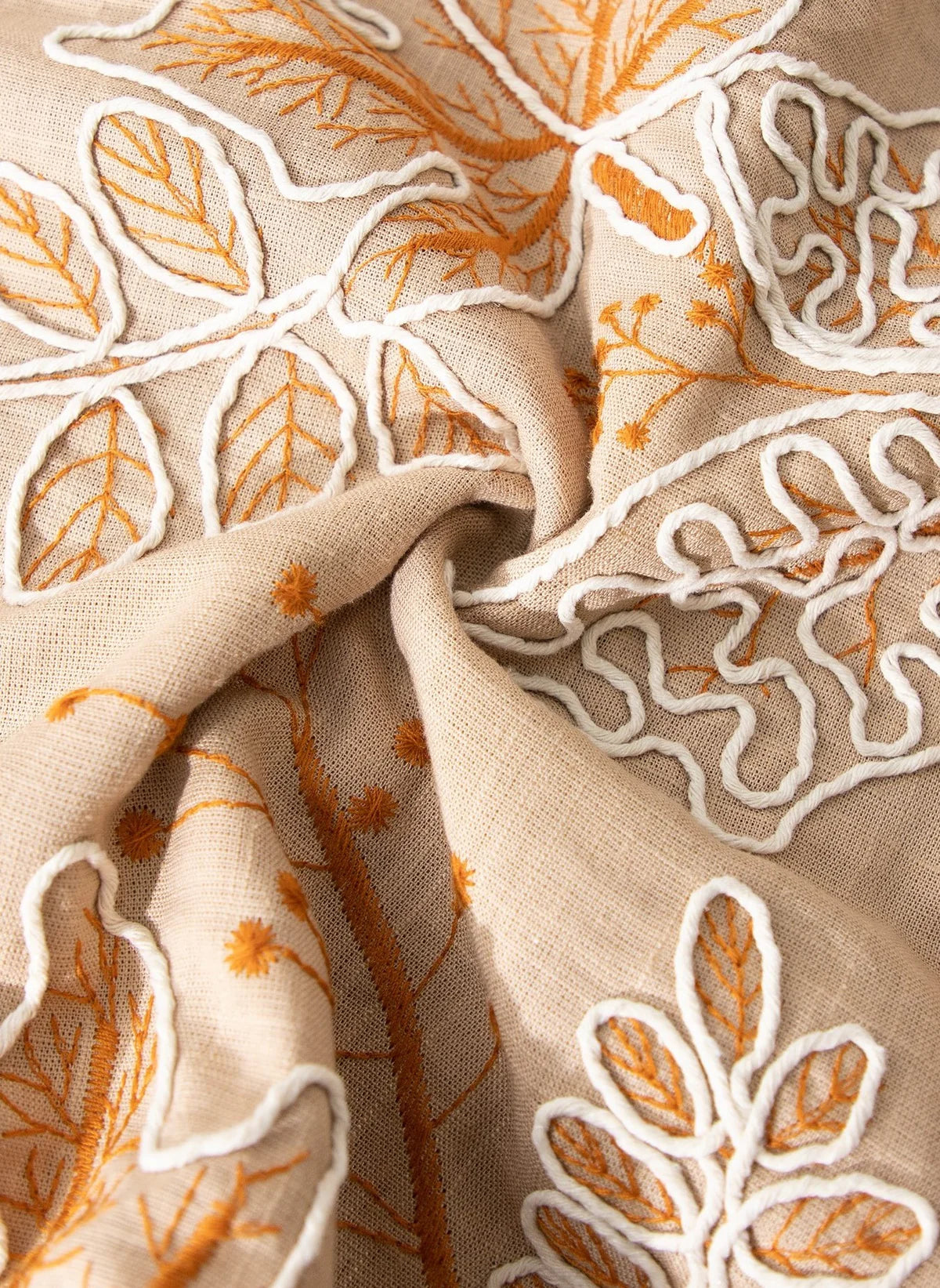 EMBROIDERED LEAF MIDI DRESS