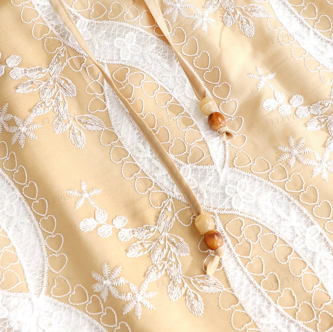 SLEEVELESS TIERED EMBROIDERED DRESS