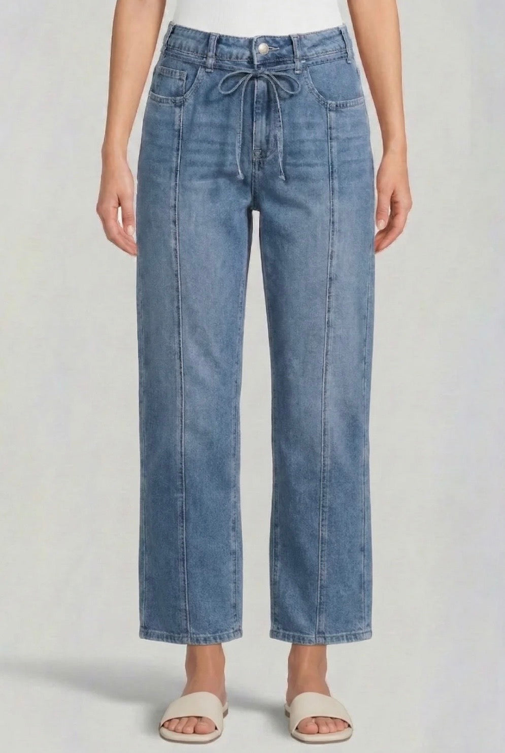FUNKY SOUL WOMEN'S SOFT BARREL BELTED CROPPED JEAN