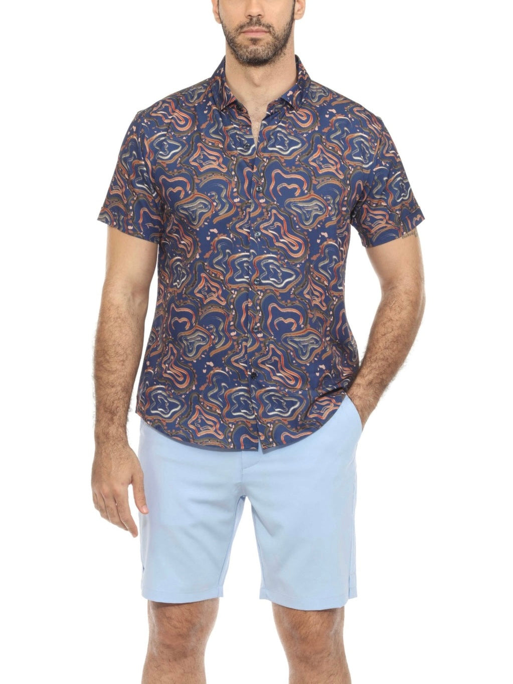 MOJITO SHORT SLEEVE SWIRL PRINT SHIRT