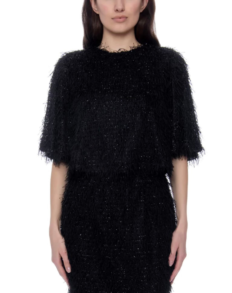 GRACIA BLACK TINSEL TOP