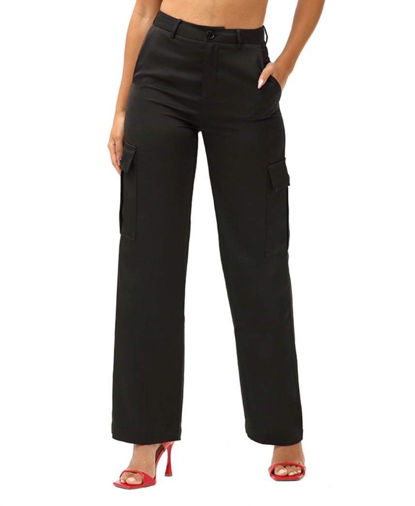 WOMEN'S STRETCH SATIN CARGO PANT