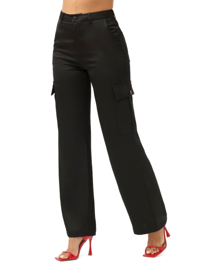 WOMEN'S STRETCH SATIN CARGO PANT