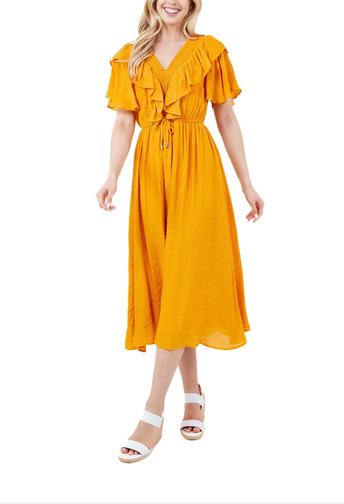 RUFFLE NECK DRESS