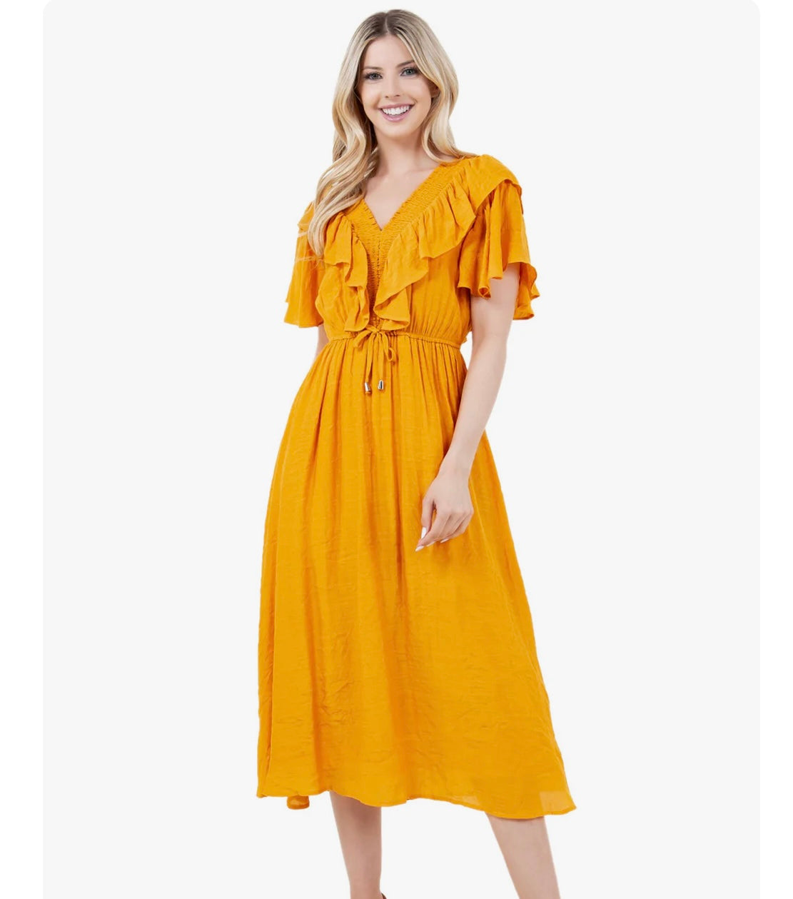 RUFFLE NECK DRESS