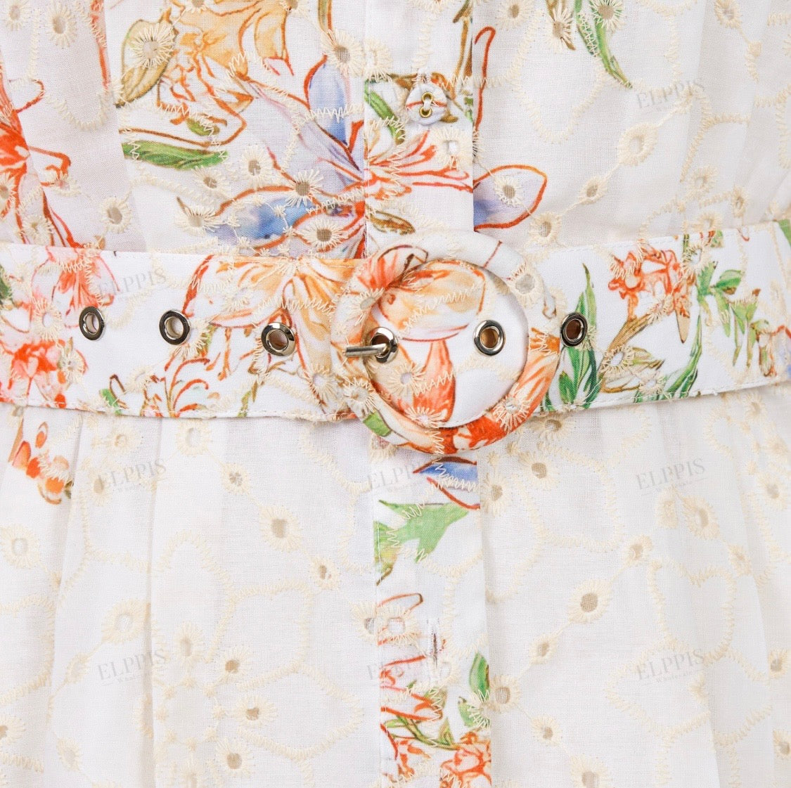 FLORAL PRINT EYELET DRESS