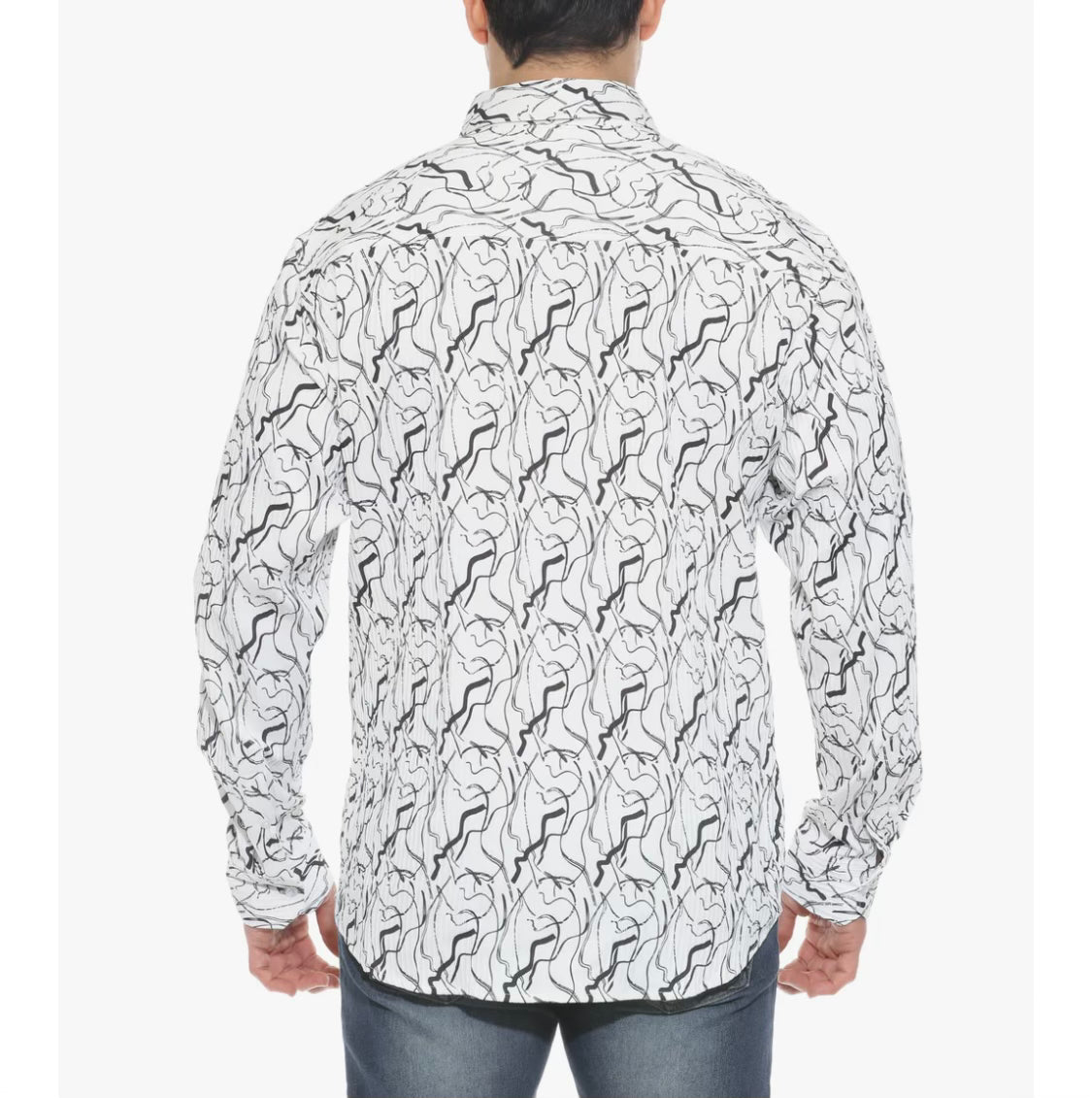 MOJITO LONG SLEEVE TEXTURED BLACK PRINT SHIRT