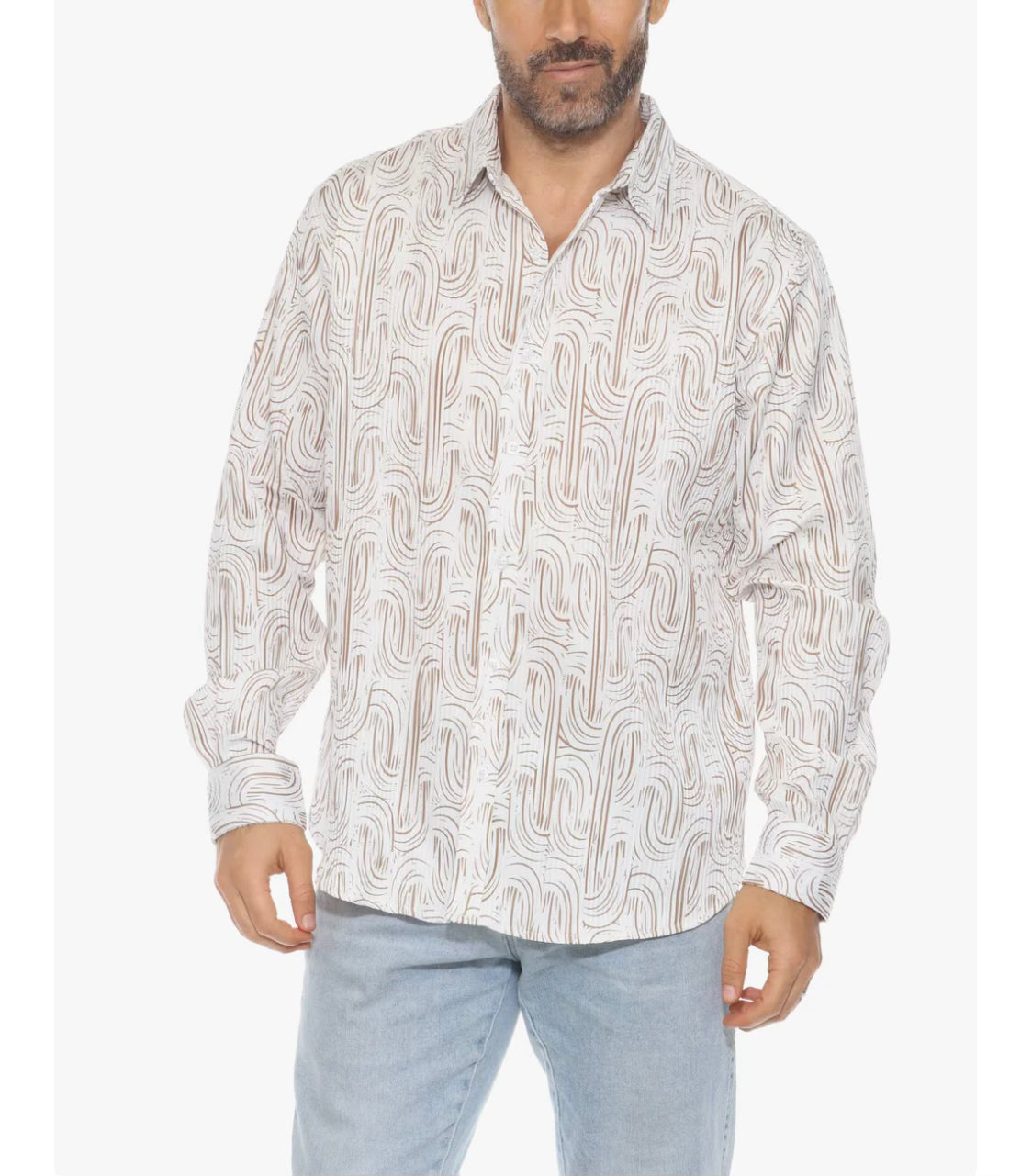 MOJITO LONG SLEEVE TEXTURED KHAKI PRINT SHIRT