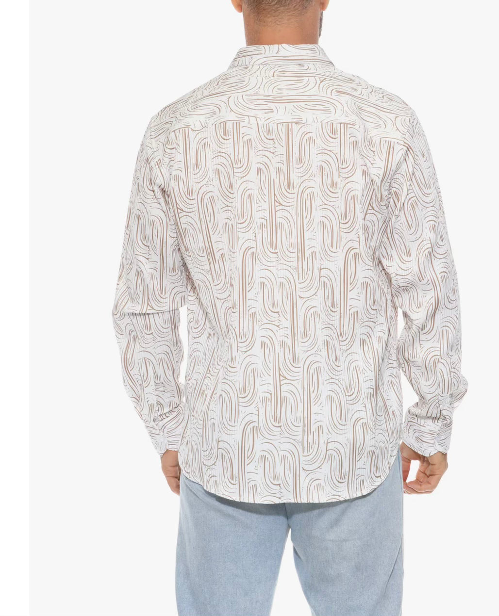 MOJITO LONG SLEEVE TEXTURED KHAKI PRINT SHIRT