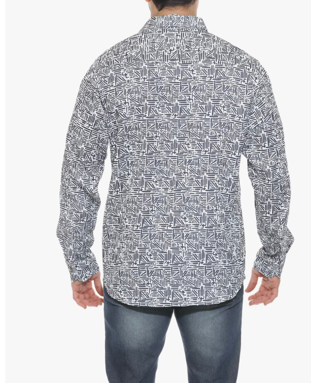 MOJITO LONG SLEEVE TEXTURED NAVY PRINT SHIRT