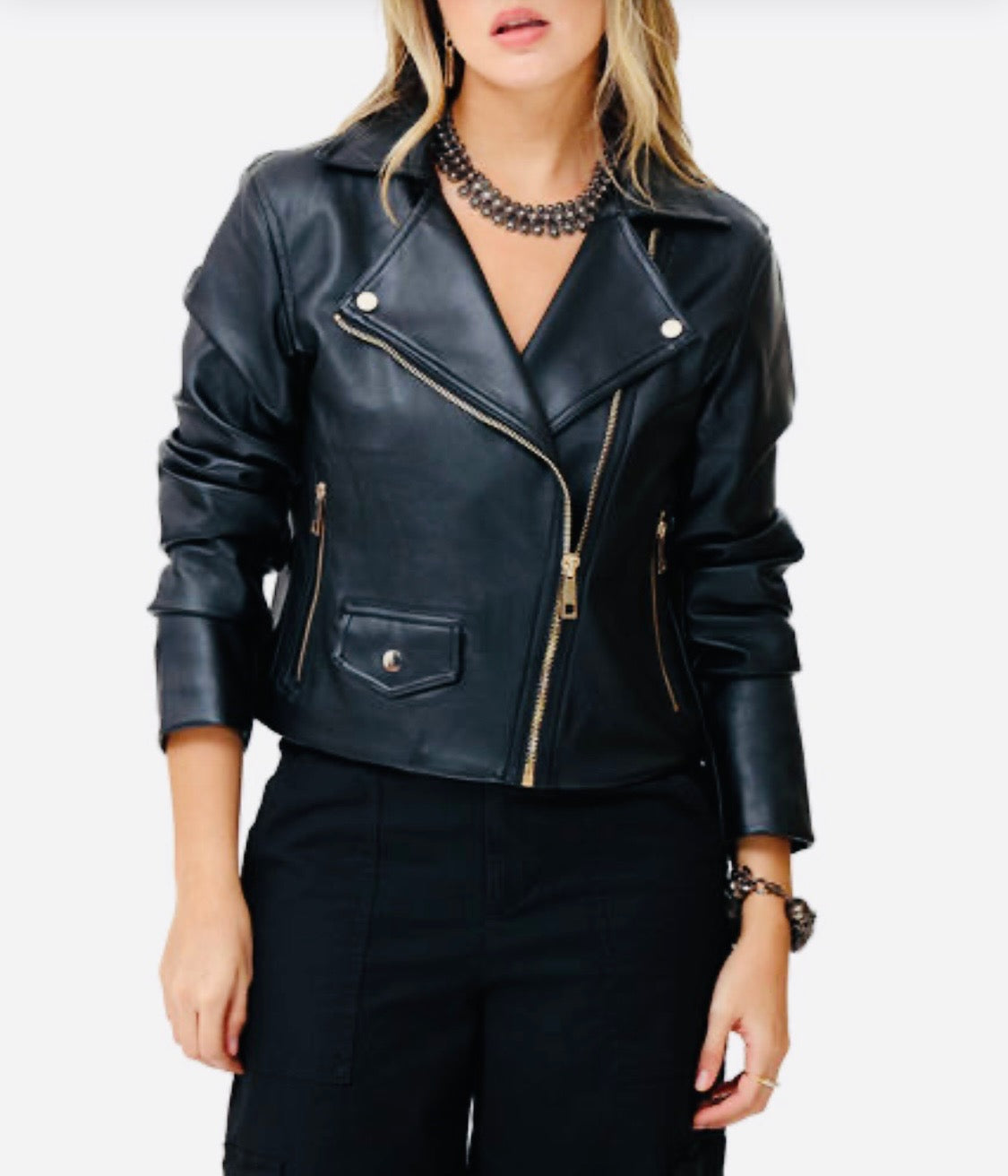 FAUX LEATHER BIKER JACKET