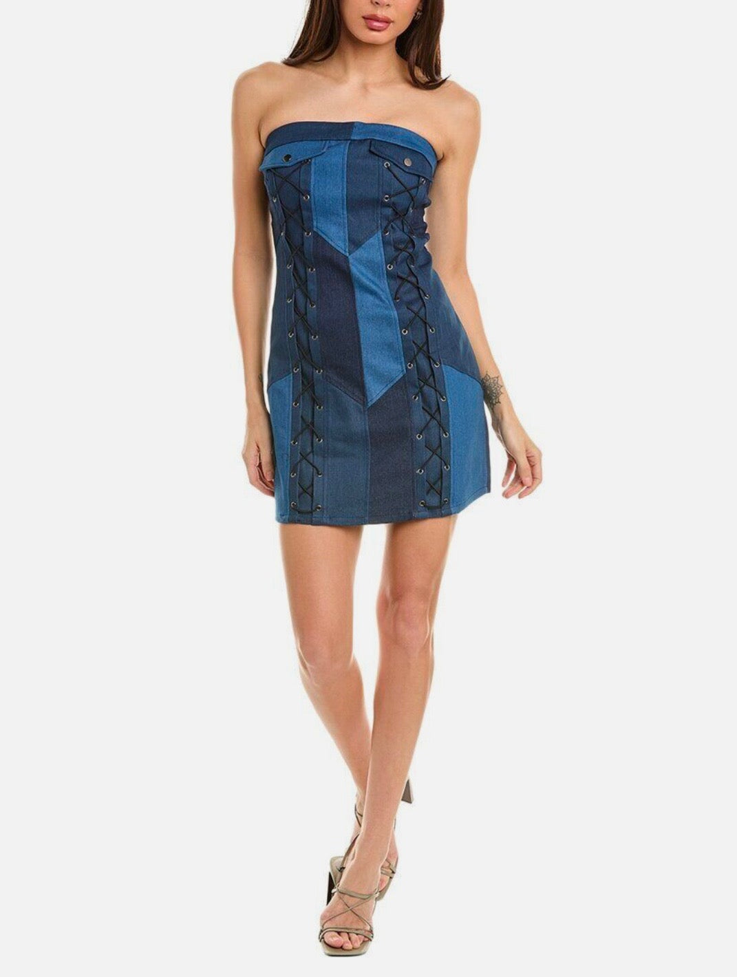 GRACIA LACE UP DENIM DRESS