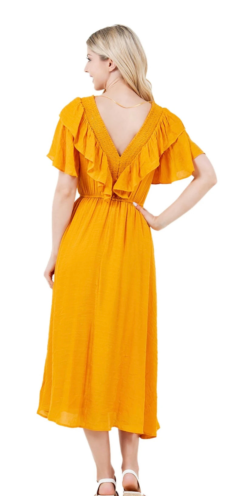 RUFFLE NECK DRESS