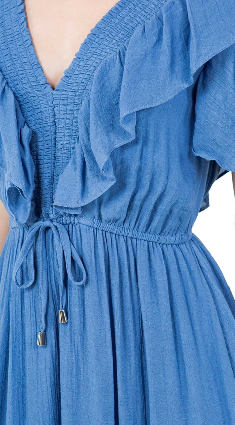 RUFFLE NECK DRESS