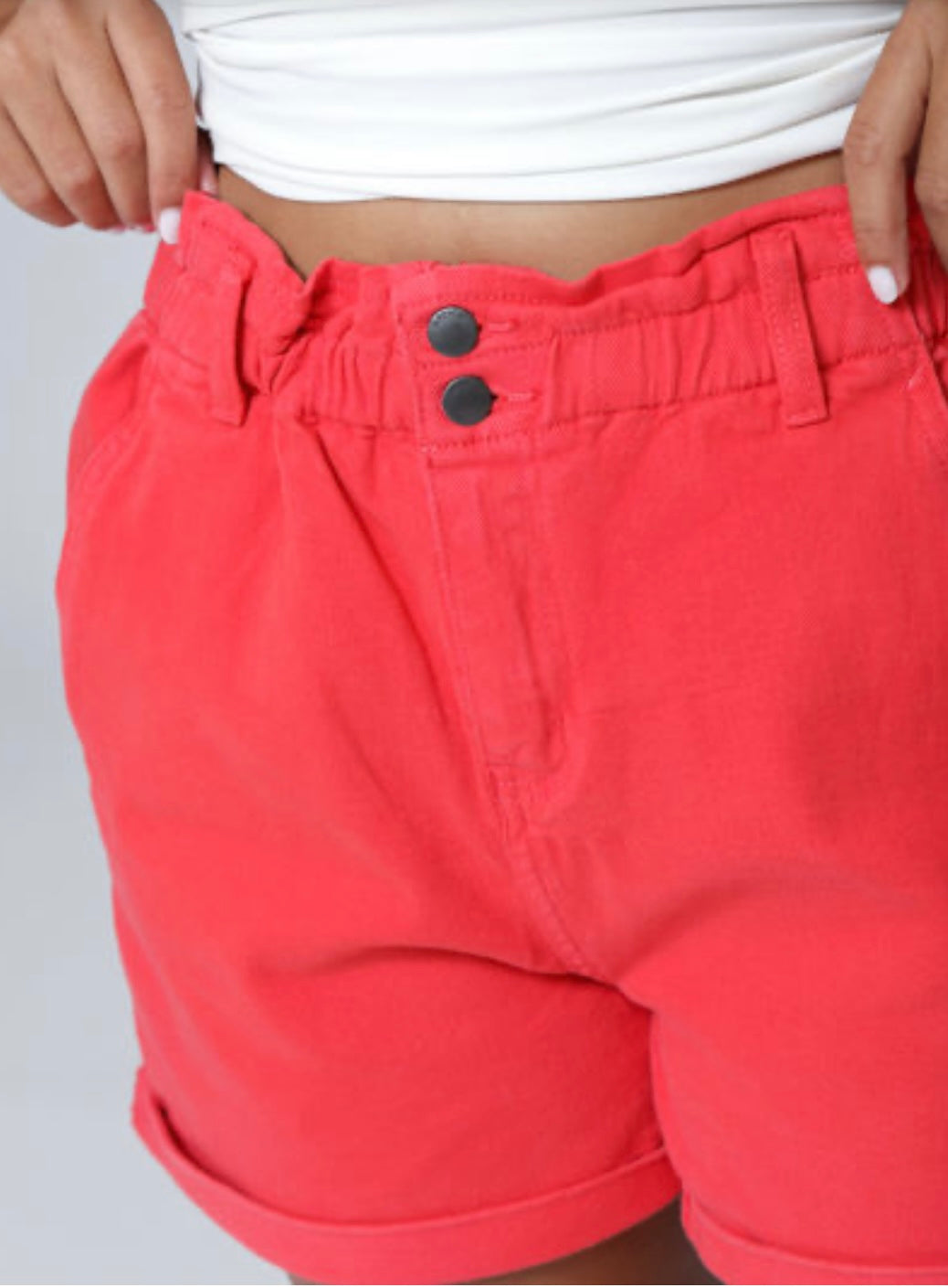 WATERMELON PAPER-BAG WAIST SHORTS