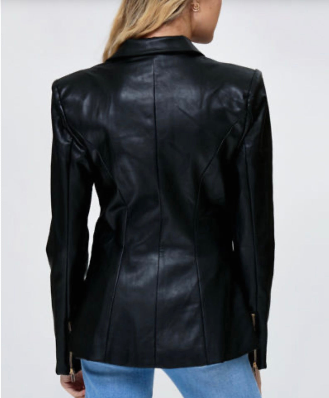 DOUBLE BREASTED FAUX LEATHER JACKET