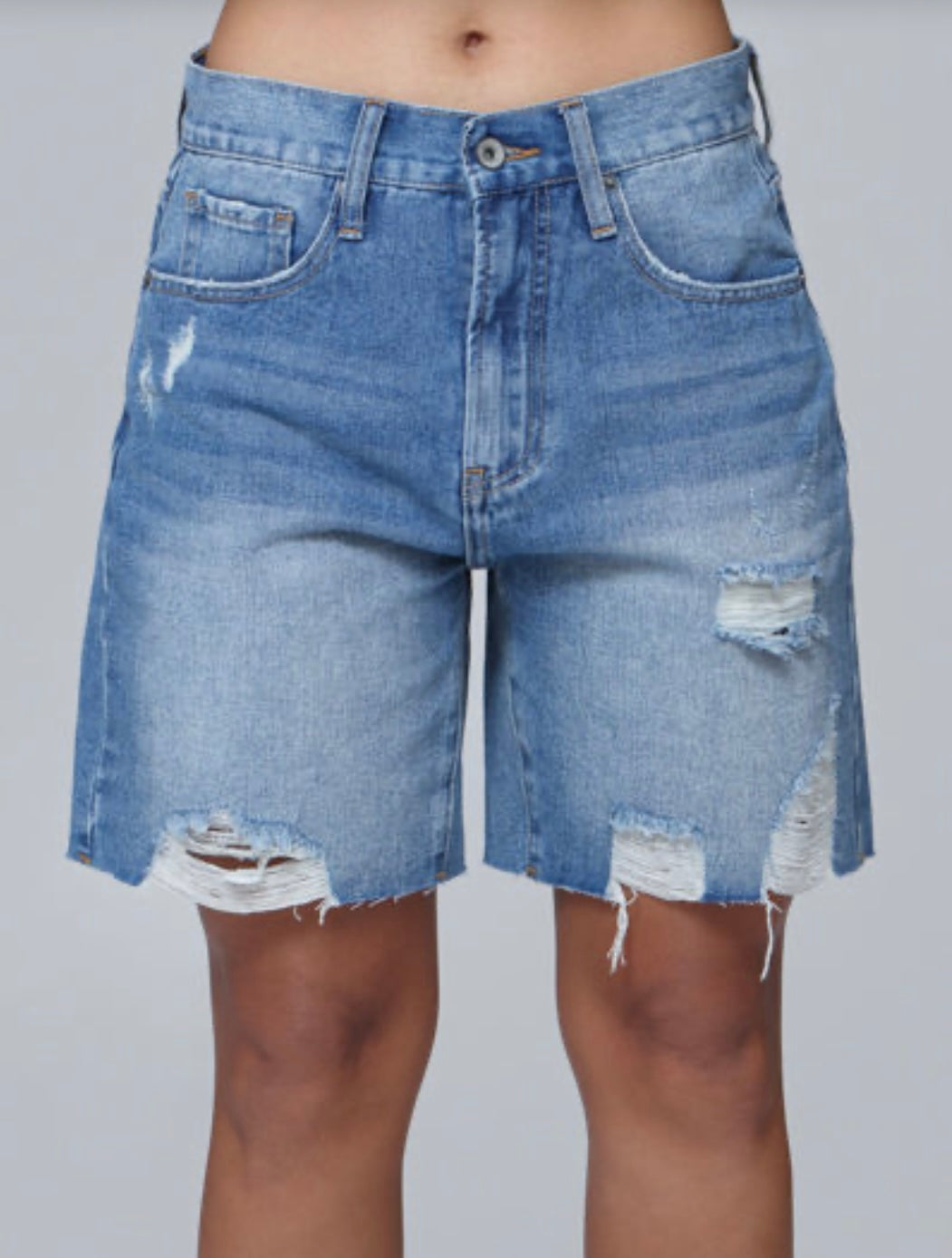 FUNKY SOUL RIPPED DENIM BERMUDA SHORTS
