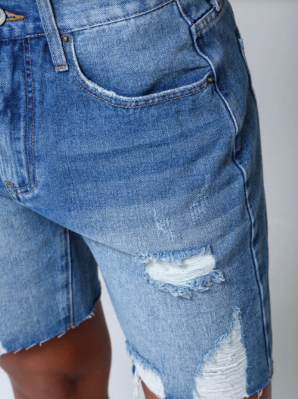 FUNKY SOUL RIPPED DENIM BERMUDA SHORTS