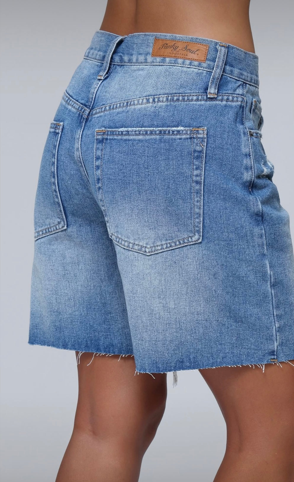 FUNKY SOUL RIPPED DENIM BERMUDA SHORTS