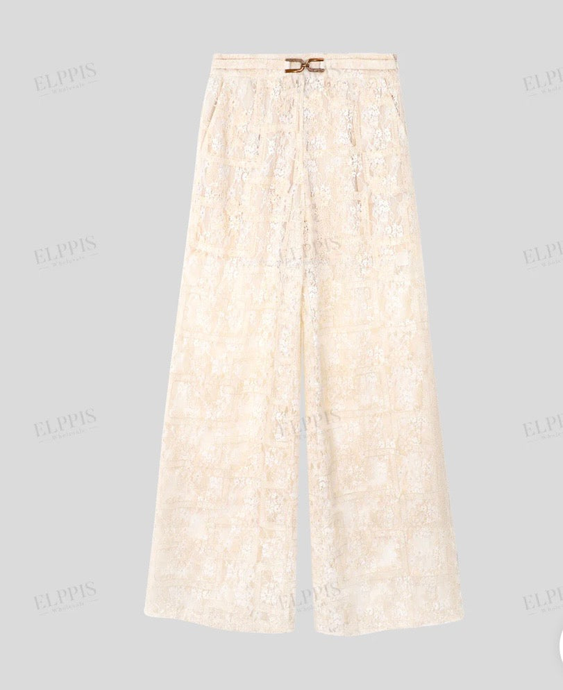 EMBROIDERED GEOMETRIC MESH PANT