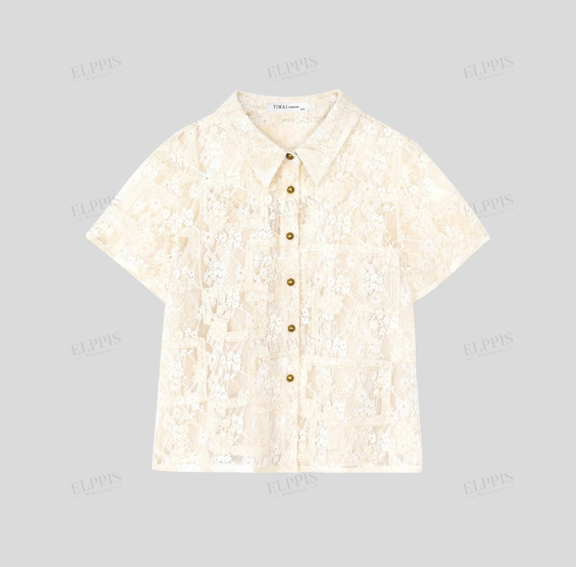 CROPPED EMBROIDERED GEOMETRIC MESH TOP
