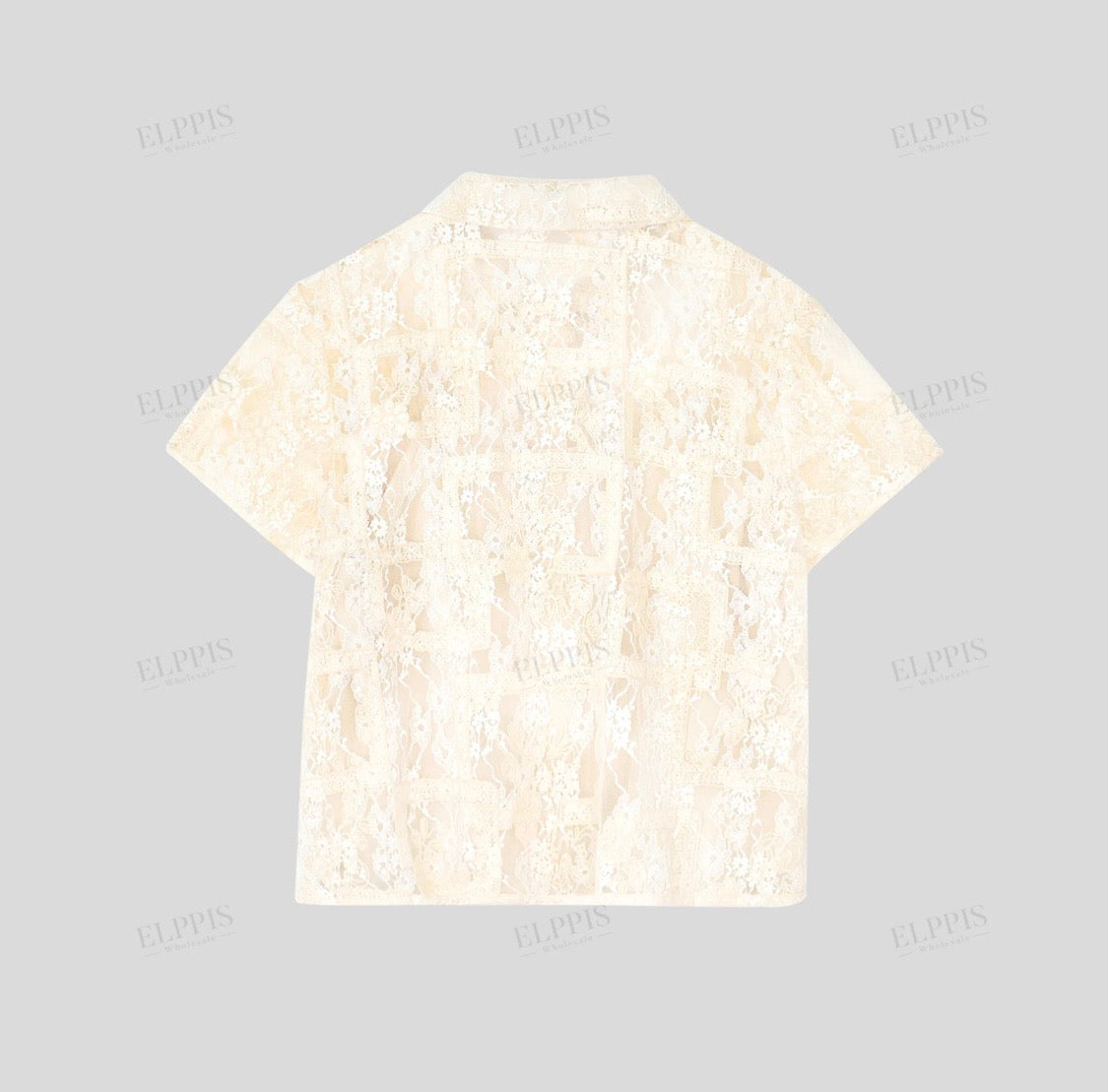 CROPPED EMBROIDERED GEOMETRIC MESH TOP