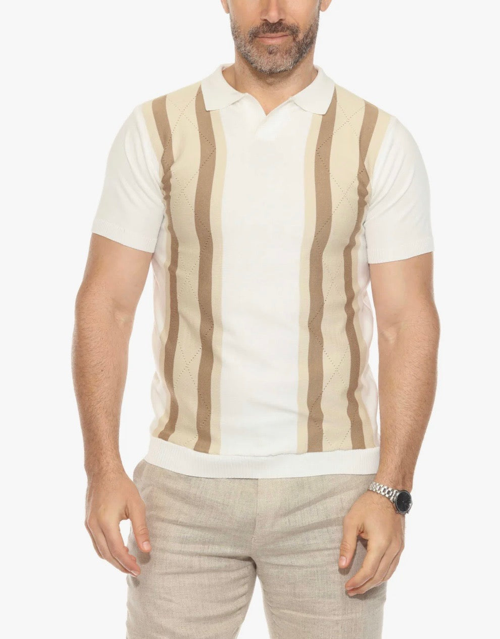 WHITE ARGYLE POLO