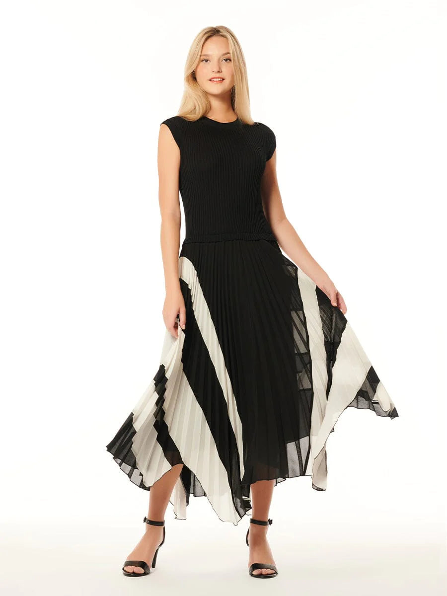 GRACIA SLEEVELESS MIXED MEDIA DRESS