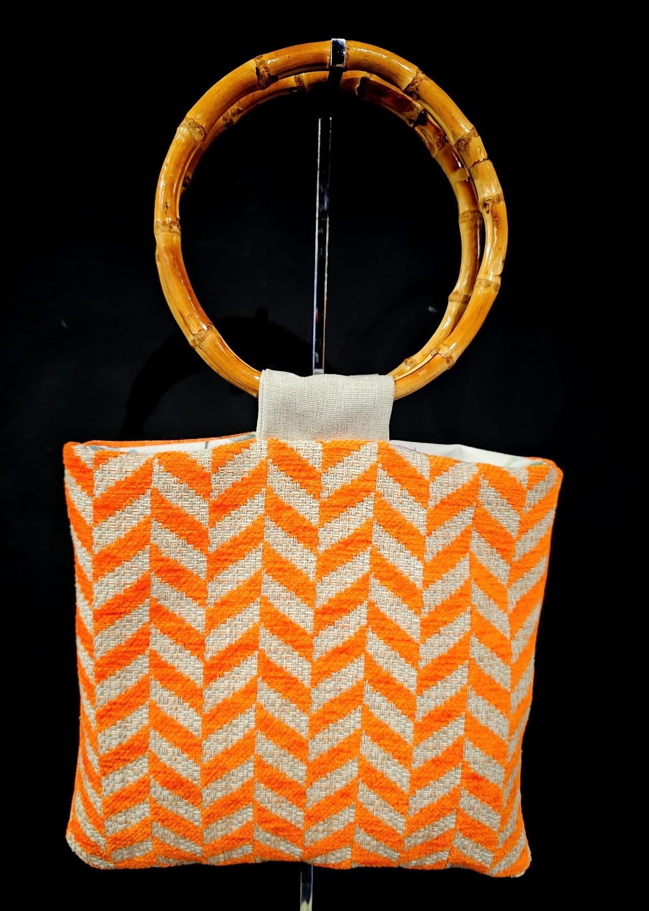 MOTA ORANGE CHEVRON REVERSIBLE HANDBAG