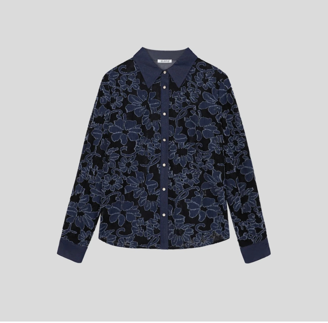 FLORAL DENIM BUTTON FRONT TOP