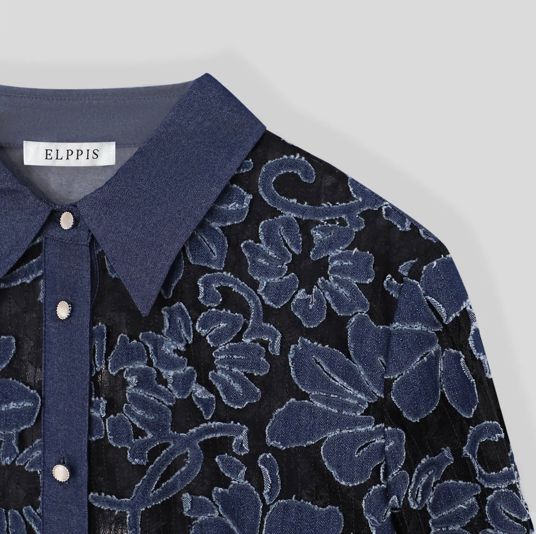 FLORAL DENIM BUTTON FRONT TOP