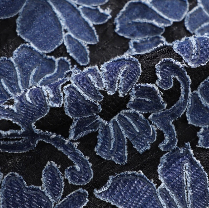 FLORAL DENIM WIDE LEG PANT