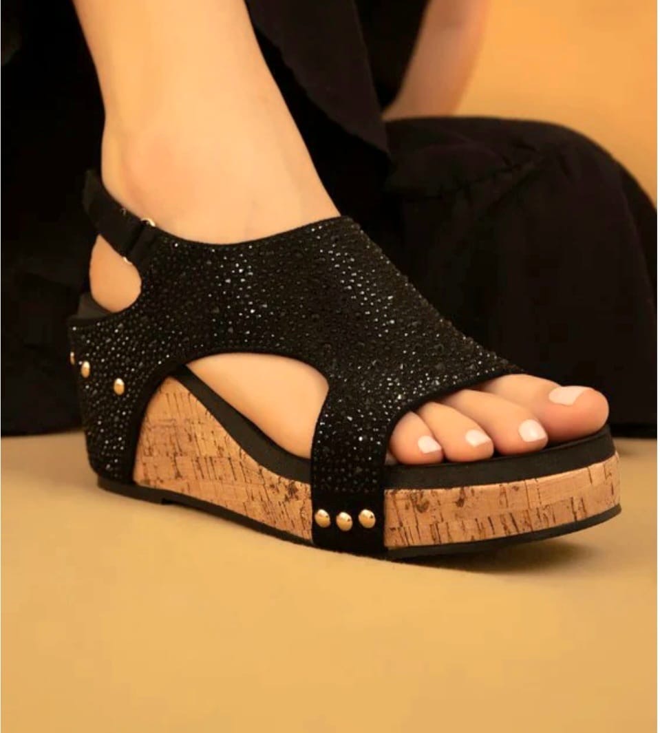 BARBARA BLACK CHRYSTAL WEDGE