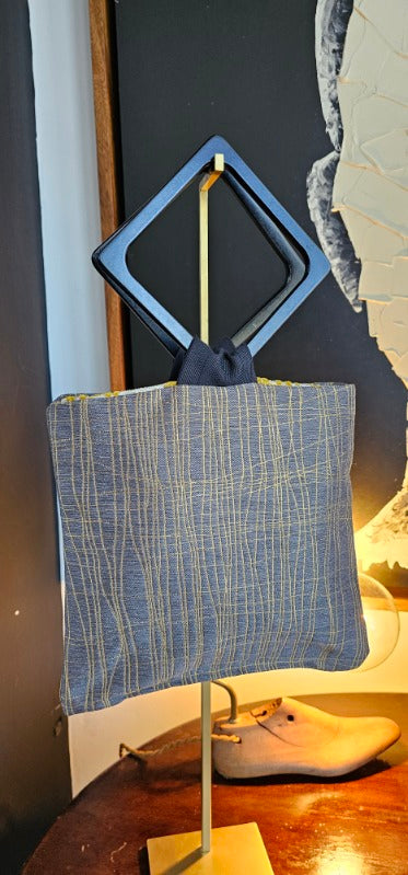 MOTA MUSTARD FLOCKING REVERSIBLE SQUARE HANDLE HANDBAG