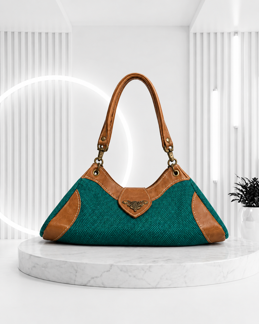 GREEN CHARM DETAIL HANDBAG
