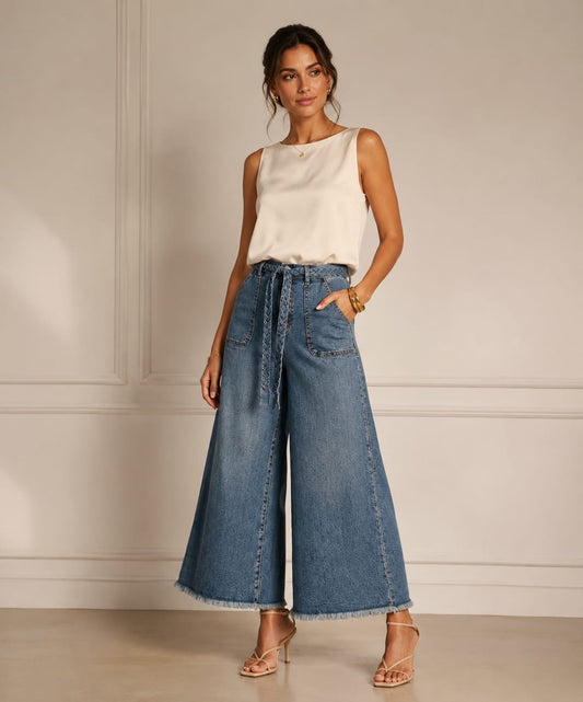 FUNKY SOUL WOMEN'S BELTED CROPPED JEAN