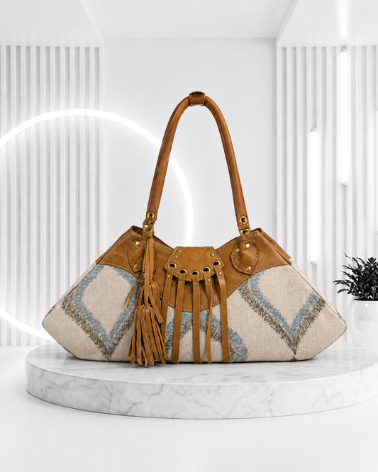 CREAM BOHO HANDBAG .,.