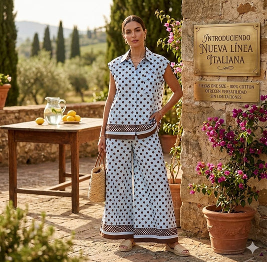 DOT PRINT WIDE LEG PANT SET